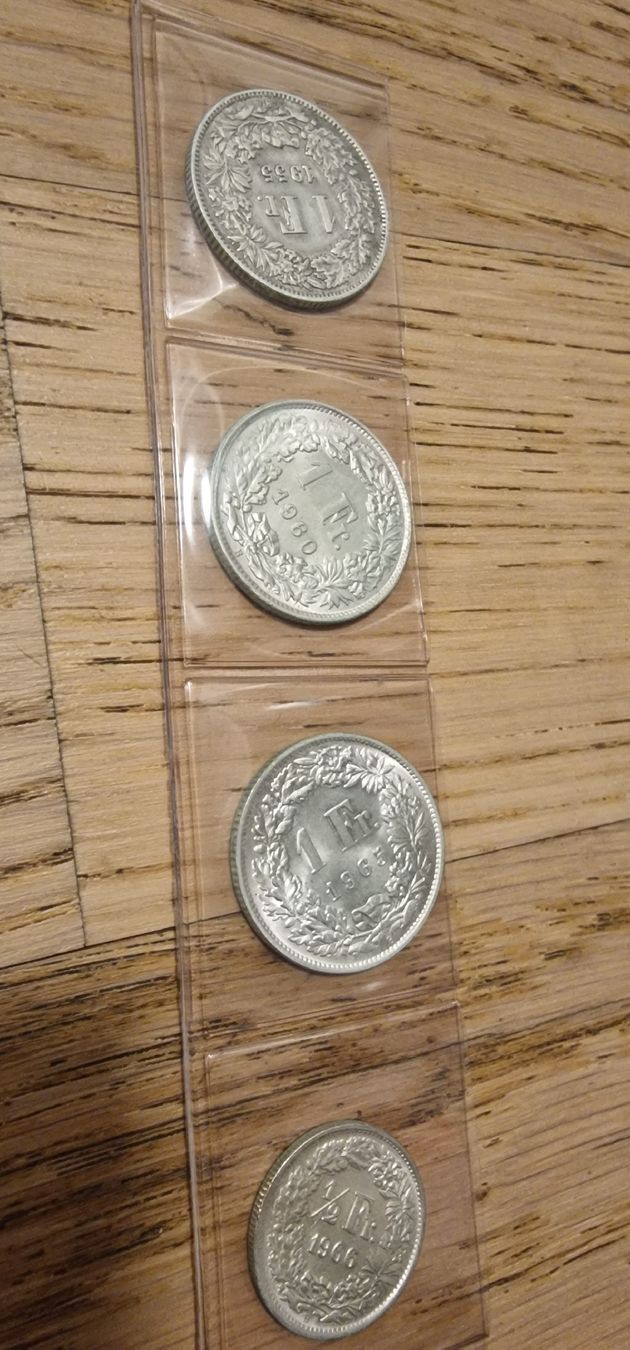 Alle Münzen: 3x 1.- silber /1x 50Rp. – Gebraucht aus Arbon von sar_l7ll