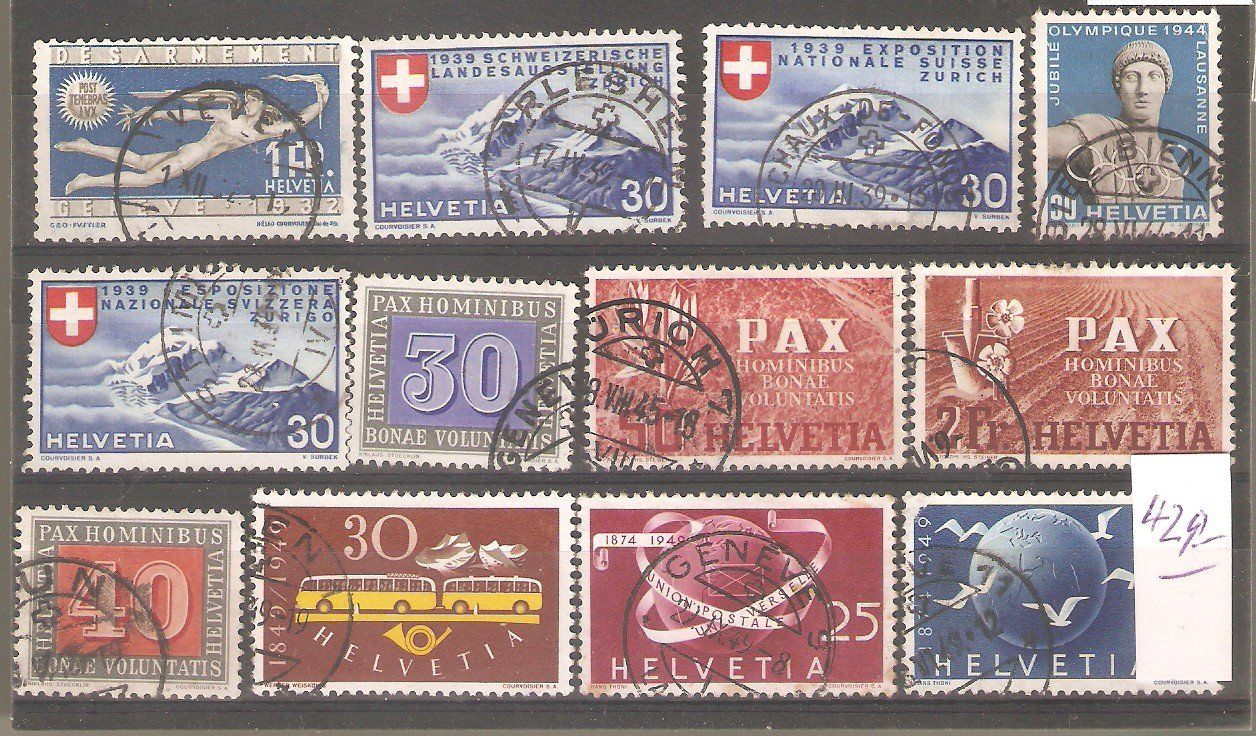 Alle Briefmarken: 12 Werte bestens gest. – Gebraucht aus Lausanne von Whorvath