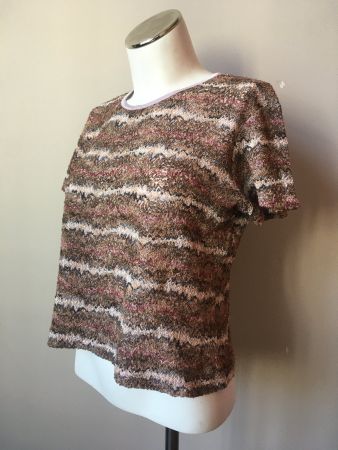 T-shirt texturé marron/rose - taille S