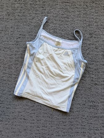Adidas débardeur blanc et bleu taille M état neuf