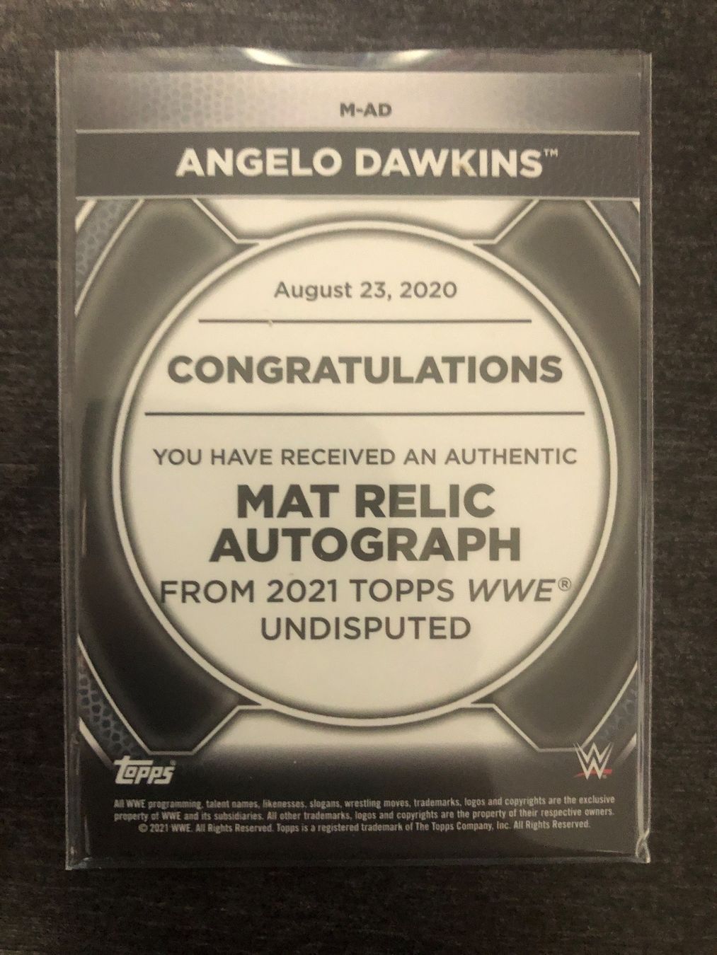 Topps Carte collezionabili: Topps WWE Angelo Dawkins Patch-Autogramm 21/99 – Usato da Wangenried venduto da Garagara 1