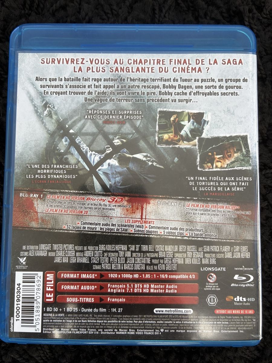 Tutti i DVDs: Blu-ray Saw 3D – Usato da Neyruz FR venduto da Shcc17 1