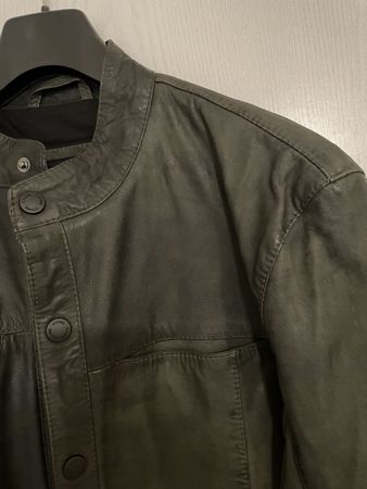 Crone Lederjacke – Dunkelgrün - Grösse L - NEU