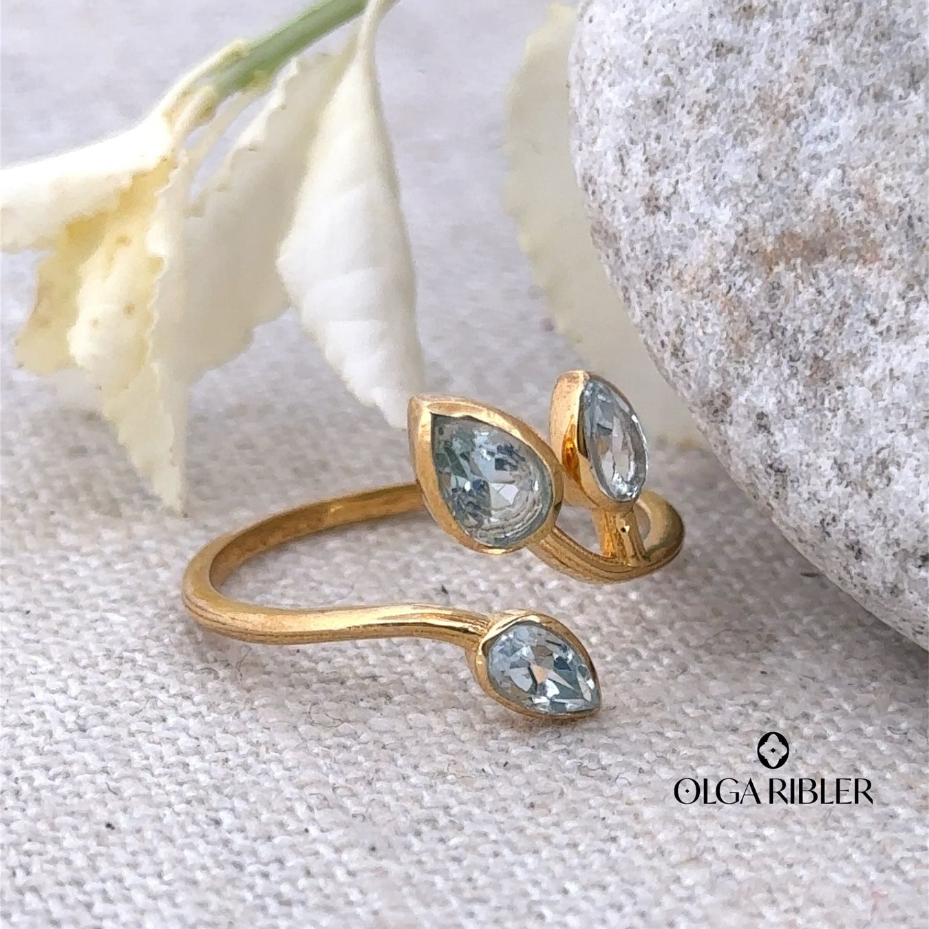 Olga Ribler Anelli: Feiner Silber Ring 925 mit 3 Topasen  Grösse 53 – Nuovo (secondo la descrizione) da Luzern venduto da Schmuckoutlet 6