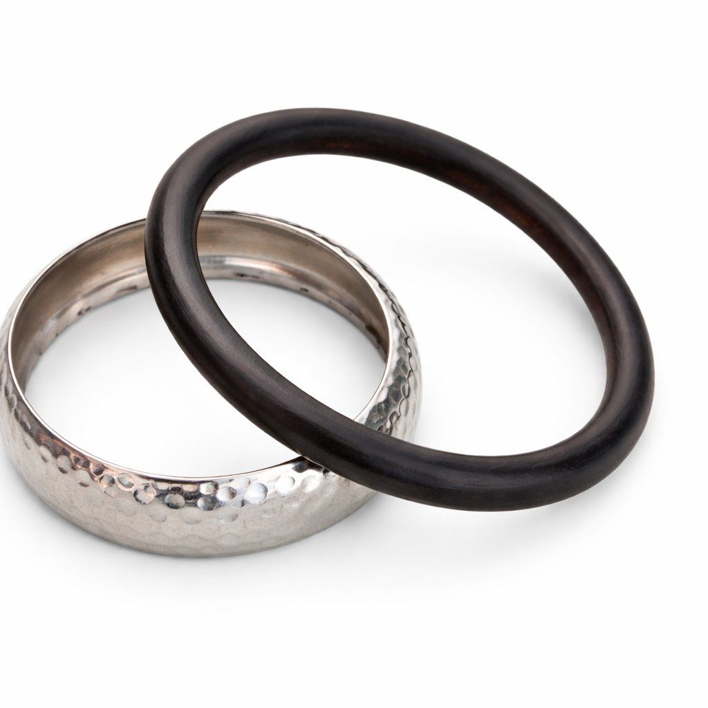 Bracciali & Braccialetti: 2 Armreifen Silber Holz Braun – Nuovo e nell'imballaggio originale da Fully venduto da VaneaSelection 4