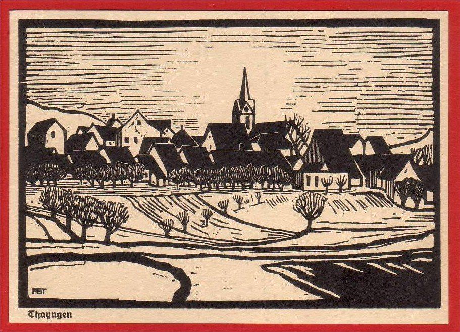 Cartoline postali: THAYNGEN, KÜNSTLERKARTE, GROSSFORMAT – Usato da Grüningen venduto da Kartenlaube
