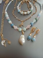 Schmuckset, 3 Halsketten+Armband+Ohrringe, neu