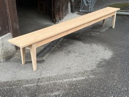 Biedermeier Bank Holz Tanne erdig 300 x 33 cm, Höhe 77 cm