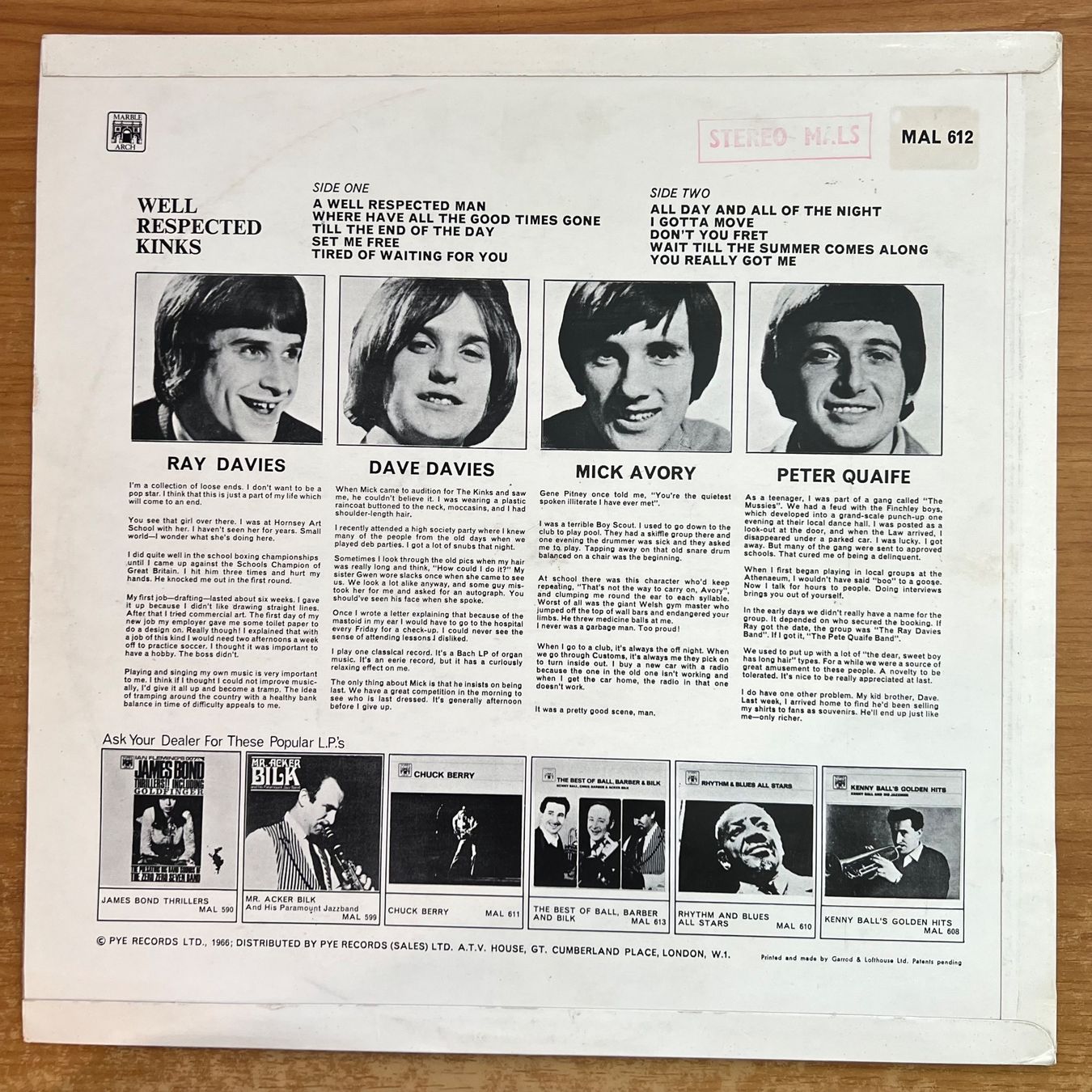 Schallplatten: Kinks - Well Respected Kinks / 1. UK-Press. 1966 - Stereo – Gebraucht aus Gais von soundcave57 1