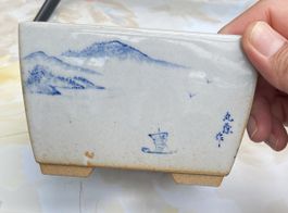 Pot à bonsaï japonais peint à la main, motif montagne
