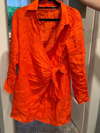 Sommerliches Leinenkleid orange Gr. S