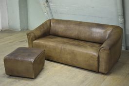Designer Ledersofa De Sede DS47 + Ottoman