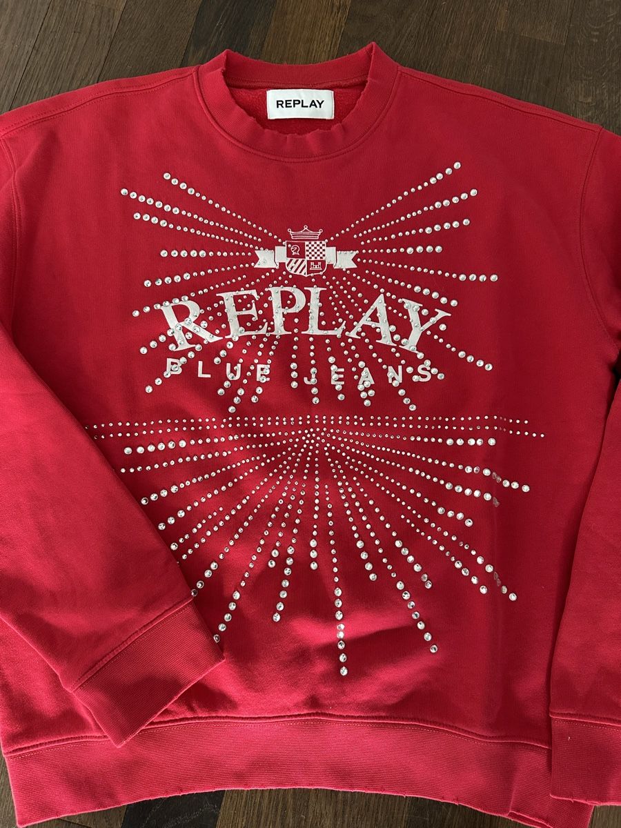 Replay Pullover & Sweatshirts: REPLAY DAMEN PULLOVER-ROT-S-MIT TOLLEN GLITZERSTEINEN-NEU – Neu (gemäss Beschreibung) aus Baar von hasenfrau15 2