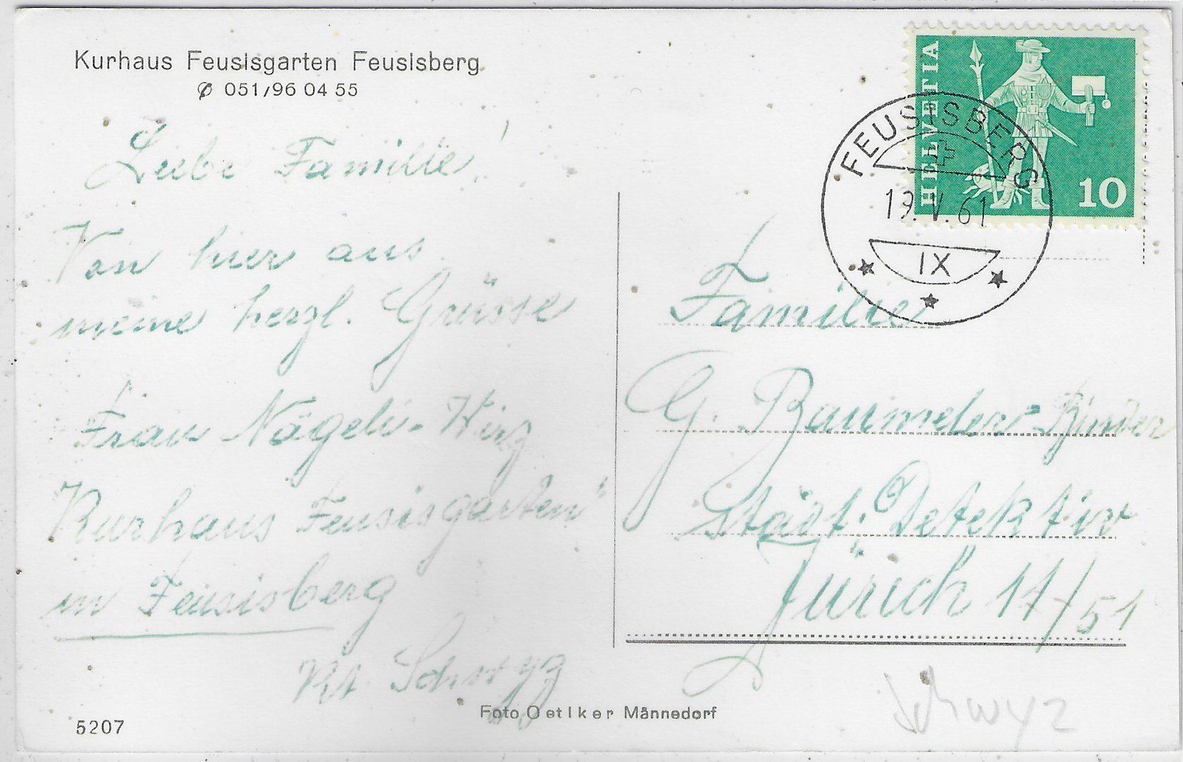 Cartoline postali: Kurhaus Feusisgarten Feusisberg – Usato da Ettingen venduto da Kartenplanet 1