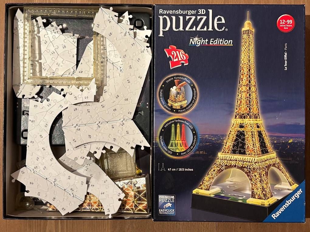 Ravensburger Puzzle: Ravensburger 3D Puzzle Eiffelturm Night Edition – Usato da Zürich venduto da car_f6qn 1