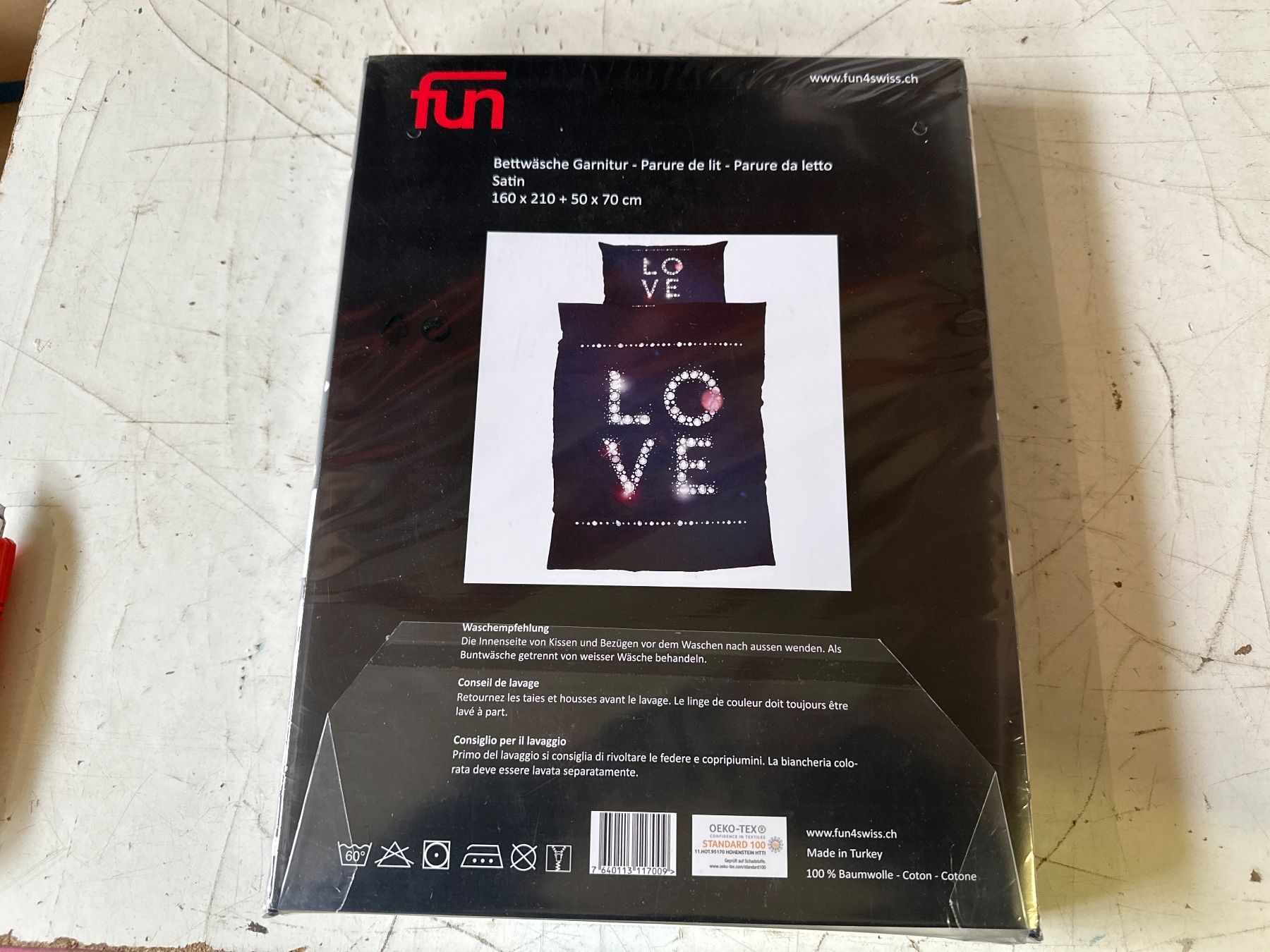Biancheria da letto: Neue Satin BETTWÄSCHE "LOVE" 160X210 / 50x70 – Nuovo e nell'imballaggio originale da Necker venduto da liq24 1