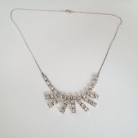 Vintage Strass Collier, Halskette  , Silberkette 835 ,