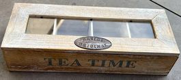 Dekorative Teebox, Holz mit Glasdeckel Vintage/Shabby Chic