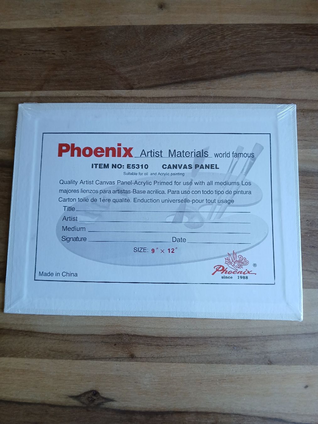 Dipinti: NEW! Phoenix Canvas Panel 9" x 12" new – Nuovo e nell'imballaggio originale da Dübendorf venduto da LoRi-2026