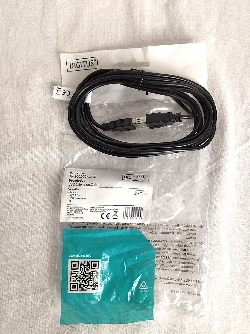 Cavi: DIGITUS USB Verlängerungskabel 3m – Nuovo (secondo la descrizione) da Schübelbach venduto da Restwert_Schubelbach 1