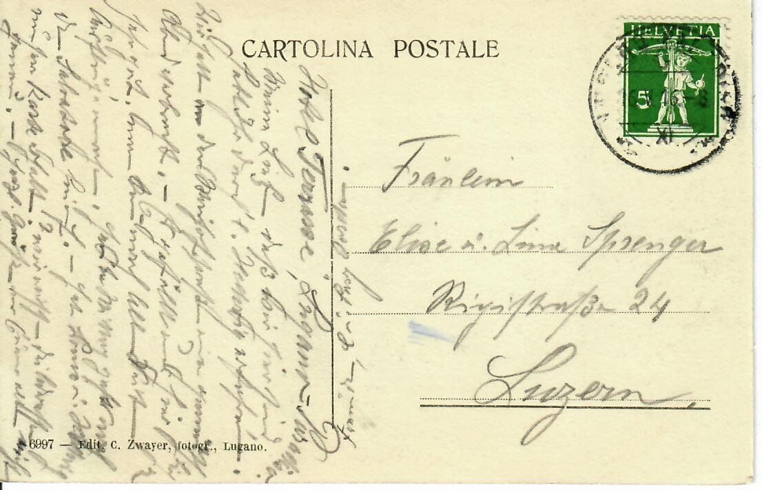 Cartoline postali: Lugano Quai 1916 – Usato da Hochdorf venduto da Ziegel-16 1