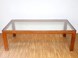 Tisch Couchtisch Teak Holz Vintage Design Glastisch