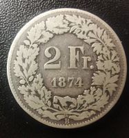 2 Franken 1874 Silber mit originaler Patina ab nur Fr. 25.-