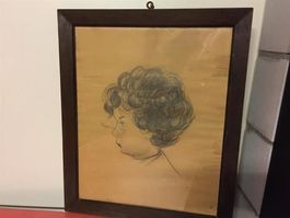 Antike Bild,Bleistiftzeichnung um 1876.