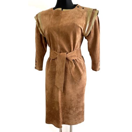 Lederkleid hellbraun Gr. 40 Jean Pecarel Paris VINTAGE 1980s