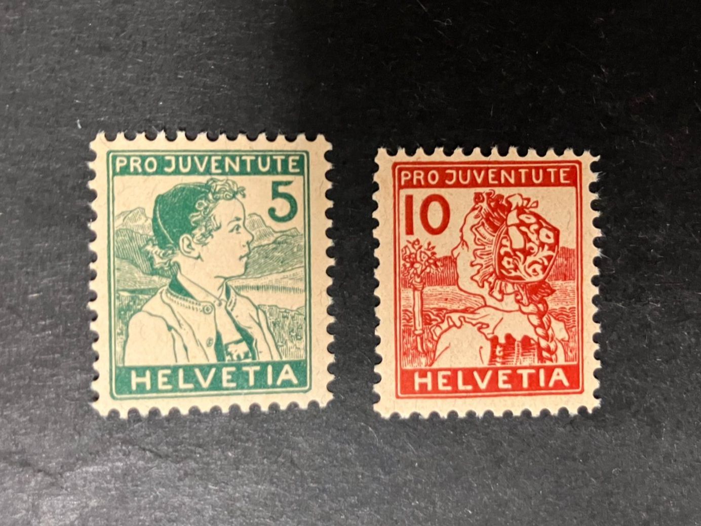 Alle Briefmarken: Pro Juventute 1915, J2+J3, ** – Gebraucht aus Würenlos von Eulenpostuhu
