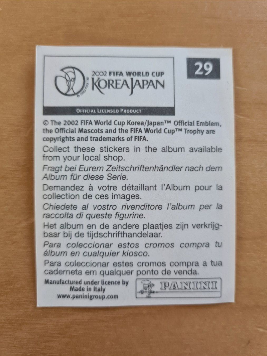 Panini Carte collezionabili: Panini Fifa World Cup 2002 Nr. 29 Marcel Desailly – Usato da Oberwil BL venduto da Spieltopia 1