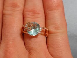 Ring mit Zirkonia, vergoldet 585, 3g, size 7 (54.5)