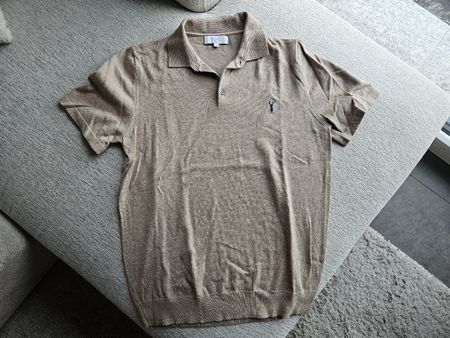 Polo homme Next beige en maille fine taille S, neuf