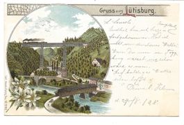 Gruss aus Lütisburg (SG) Toggenburg - 3 Brücken - Litho 1898