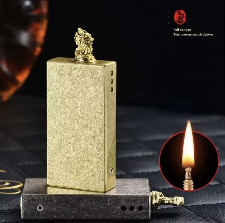 Ultraray Benzinfeuerzeug Vintage Messing - Mit Ewigen Streichholz