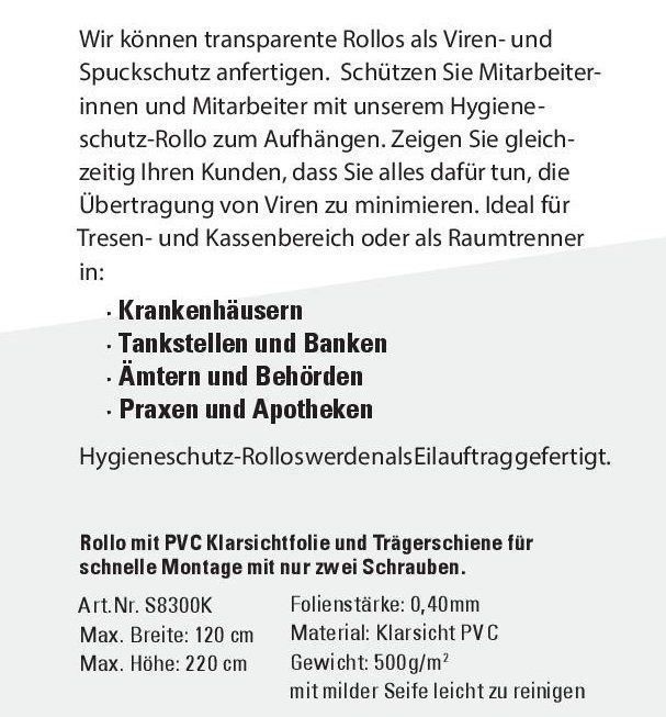 Paraventi: Hygieneschutz / Spuckschutz / Rollo – Nuovo e nell'imballaggio originale da Oensingen venduto da Urs0127 1