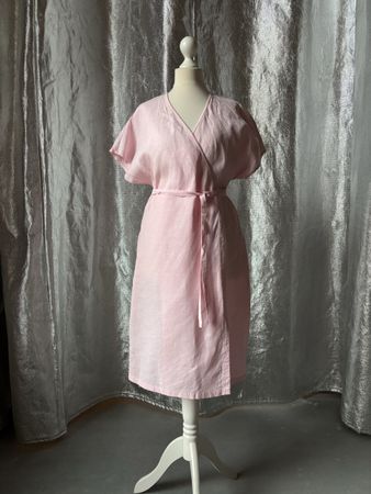 AMOUR LINEN Leinen Wickelkleid Rosé Gr. M — wie NEU