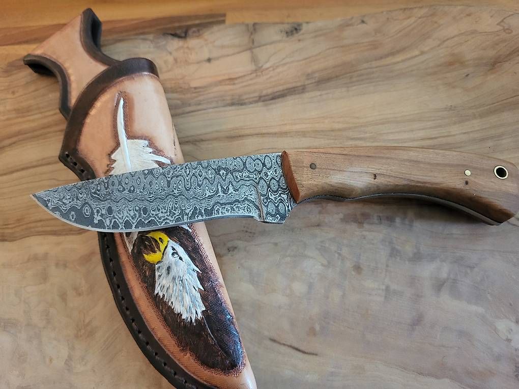 Accessori: Damast Jagdmesser mit Lederscheide Hand Made – Usato da Oberglatt ZH venduto da watchkurt 3