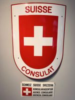 2 Emailschilder Consulat Suisse + Konsularagentur original 