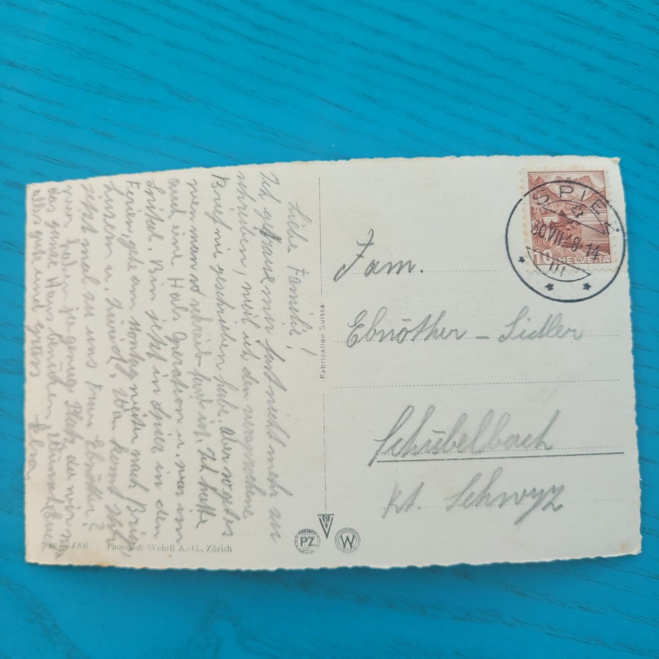 Cartoline postali: Merligen mit Niesen   1948 – Usato da SCHÜBELBACH venduto da CoKaHa 1