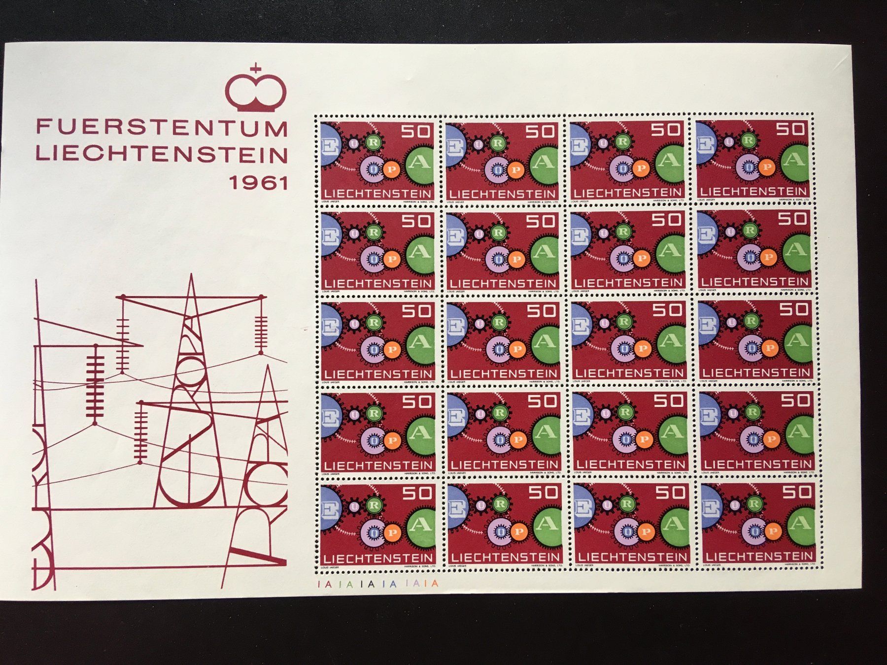 Alle Briefmarken: Liechtenstein 1961 Europa Cept 3x Bogen – Gebraucht aus Nesslau von zueri6 1