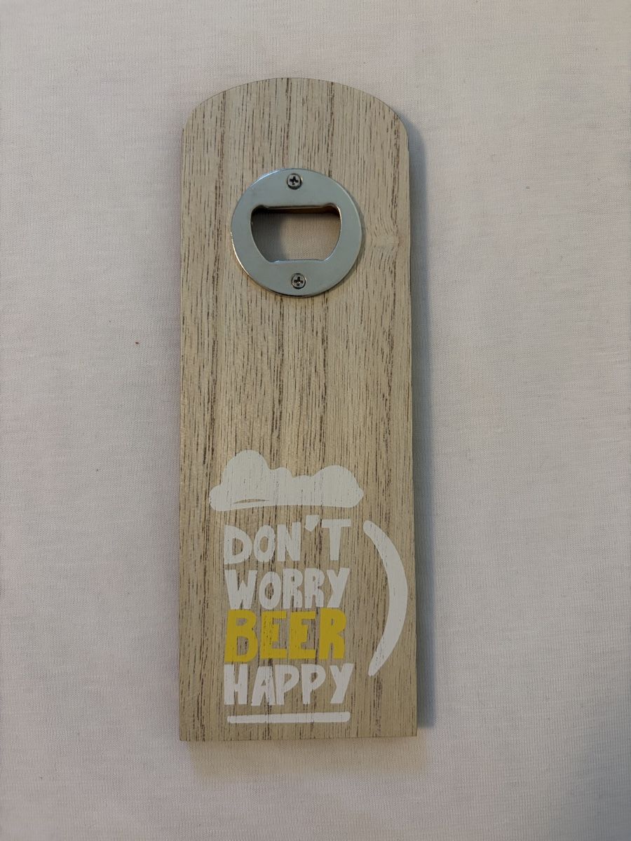 Tutte le decorazioni: Flaschenöffner Holz mit Spruch "Don't Worry Beer Happy" – Nuovo e nell'imballaggio originale da Nussbaumen AG venduto da aline.ha