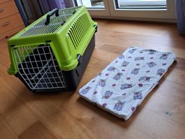 Katzentransportbox m. Schaumstoffmatratze und Bauwollüberzug