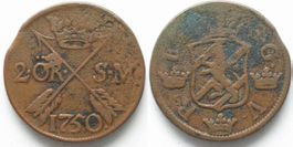 SCHWEDEN 2 Öre 1750 Avesta FREDERICK I. Kupfer