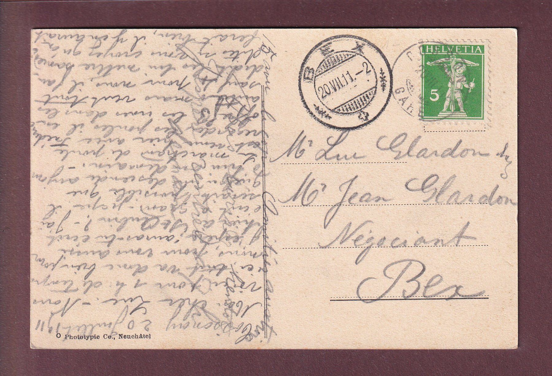 Ansichtskarten: ST. AUBIN - Hôtel Pattus - 1911 – Gebraucht aus Pully von nicecards 1