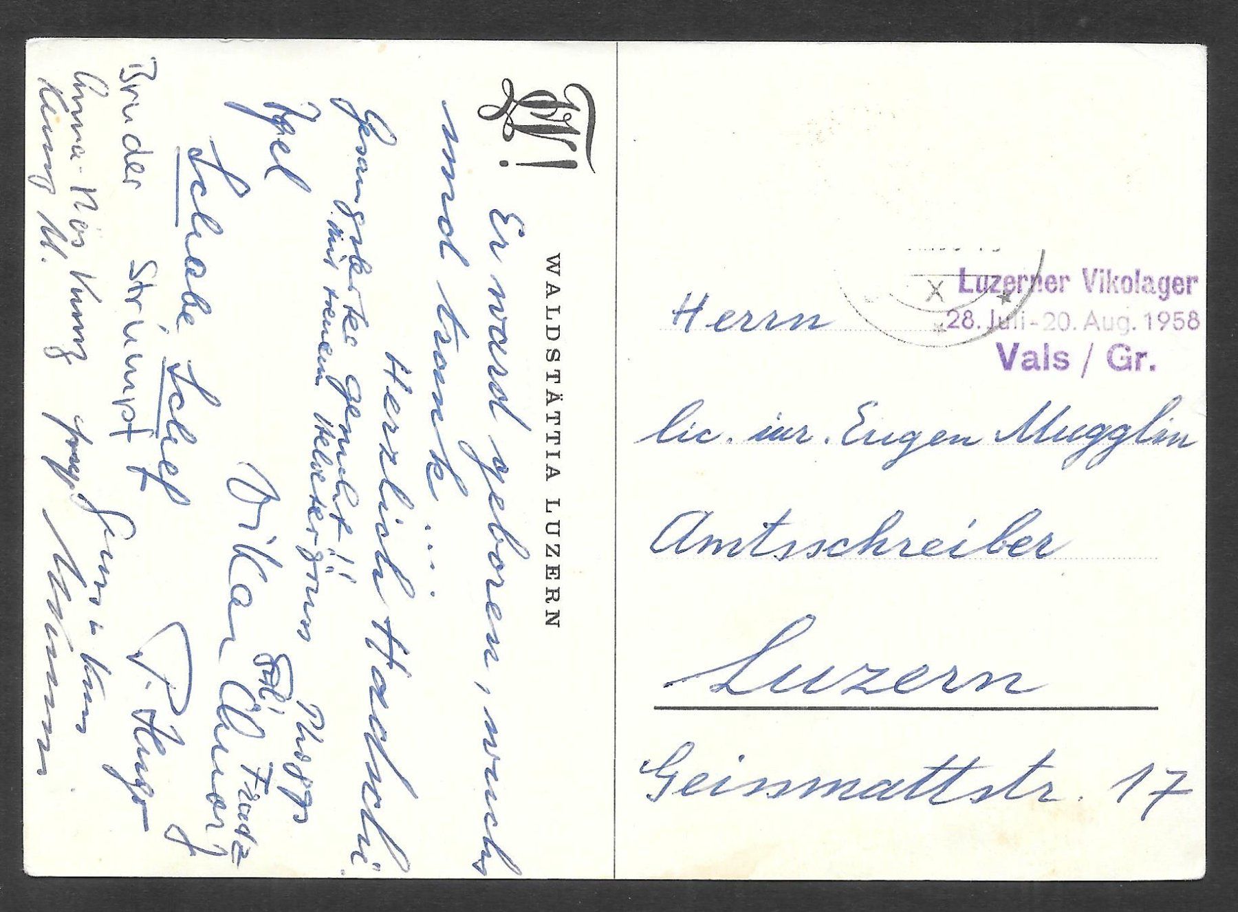 Cartoline postali: Studentenverbindung Waldstättia Luzern – Usato da Olten venduto da clotaldi 1