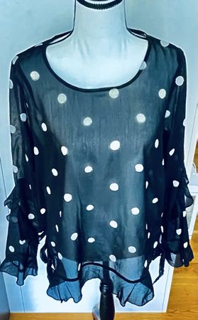 Yessica Chiffonbluse schwarz weiss gepunktet Gr. 40/42