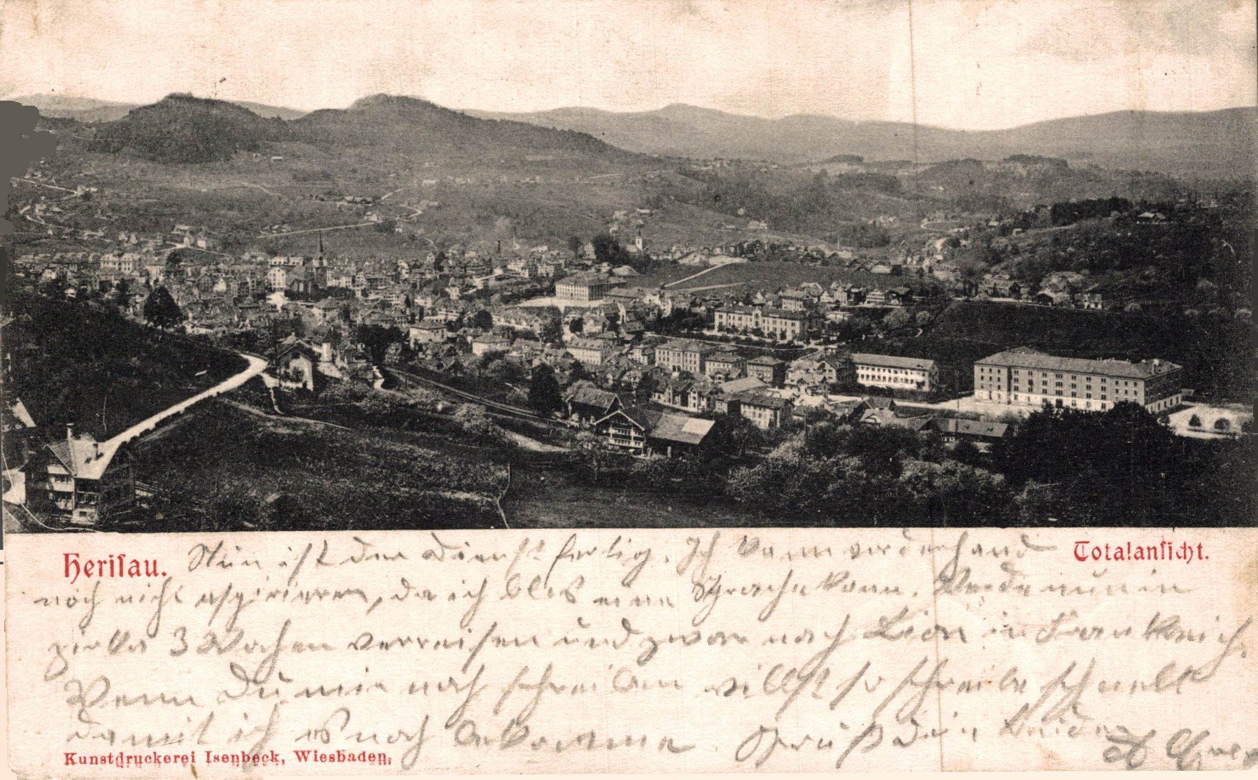 Cartoline postali: Herisau. Totalansicht – Usato da Bronschhofen venduto da Astore