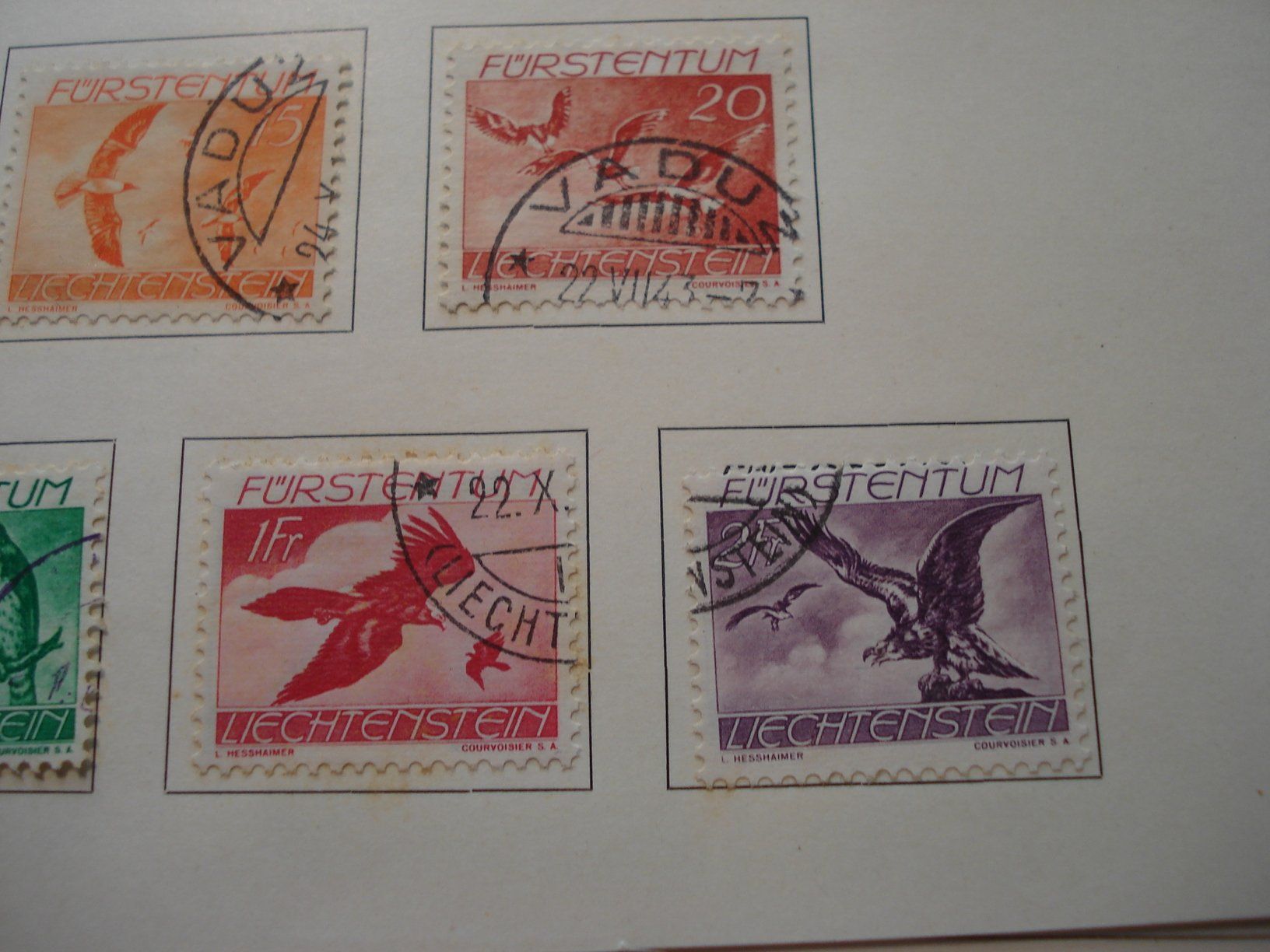 Tous les timbres: Satz Flugpostmarken Liechtenstein, 1939, o – D'occasion à Niederwil AG par morostahu 1