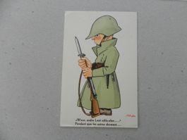 CH Humor Motiv Karte Miltär Rueblikarte Bären Katzen ca.1940